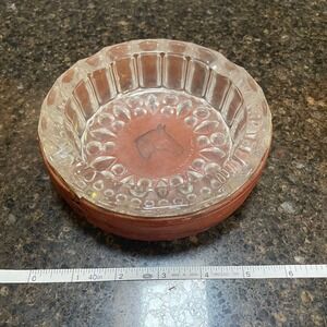 Vintage Leather Wrapped Glass Ashtray Horse Head Western Design